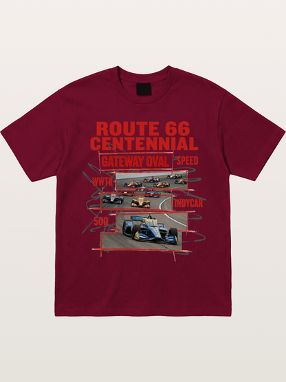 Red Sketch Route66 Race Poster Gildan T-shirt