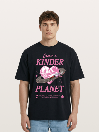 Pink Heart Earth Race Cotton T-shirt