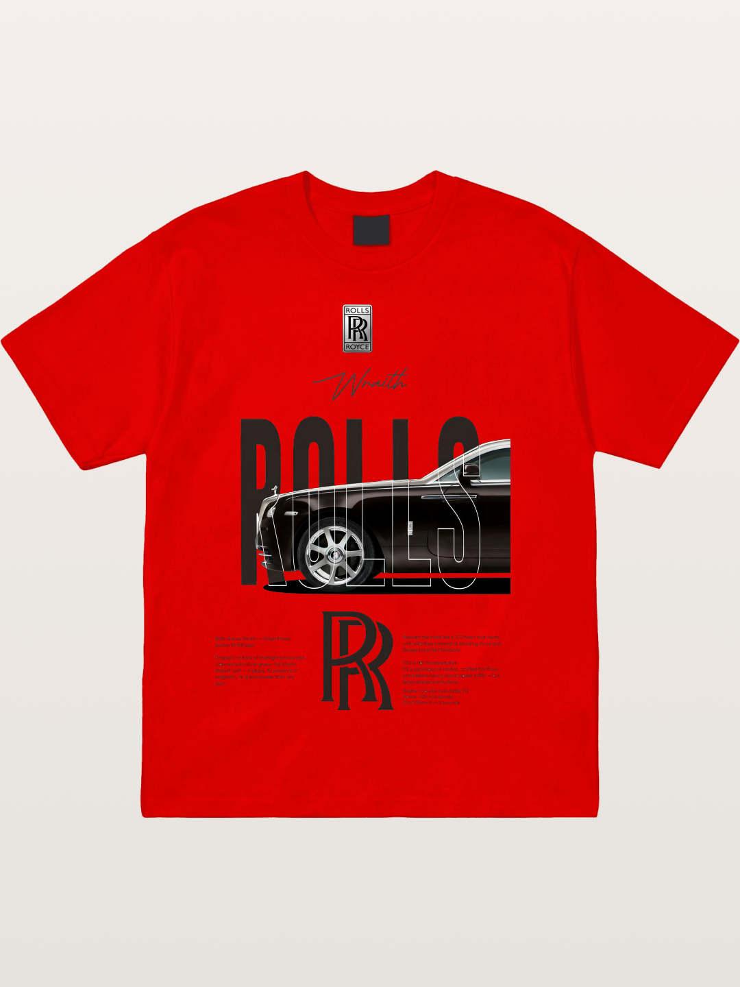Rolls Royce Wraith Typography Cotton T-shirt