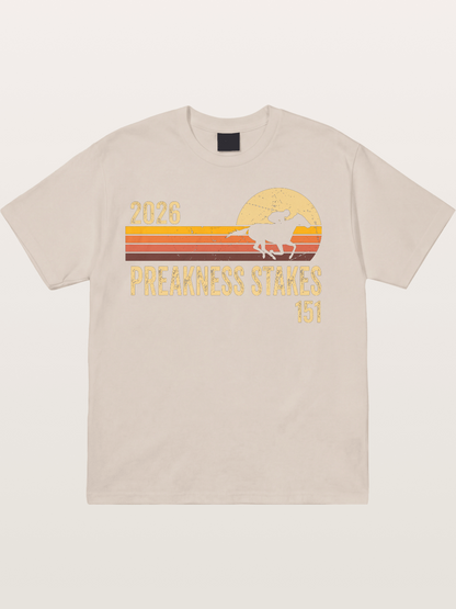 Retro Sunset Preakness Stakes 2026 Cotton T-shirt