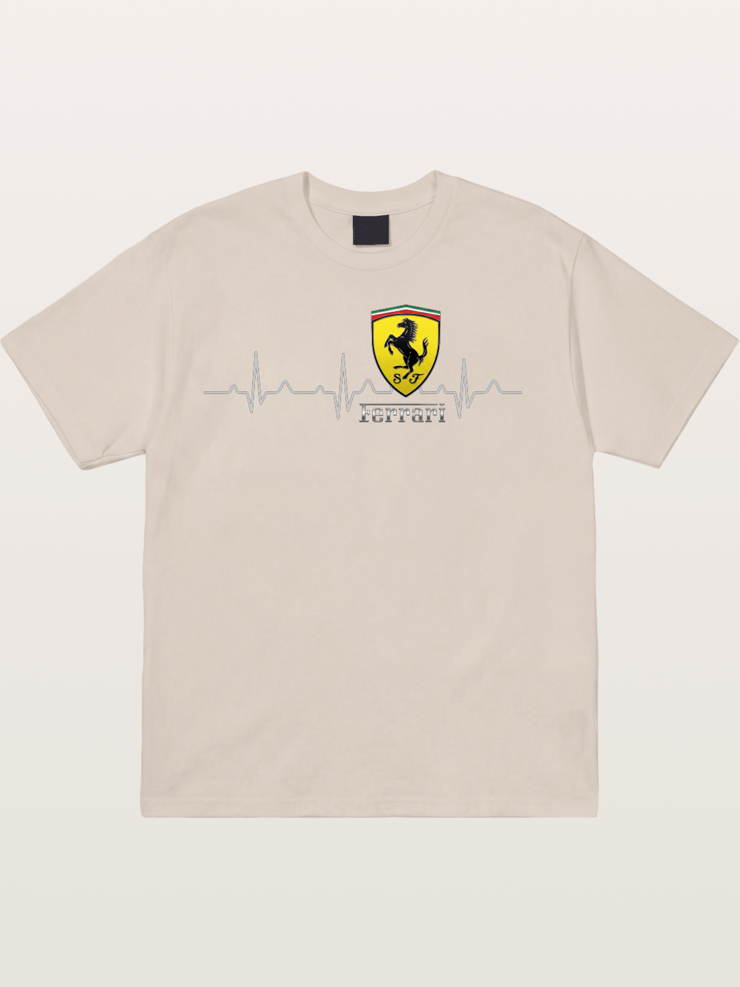 Ferrari Heartbeat ECG Line Design Cotton T-shirt