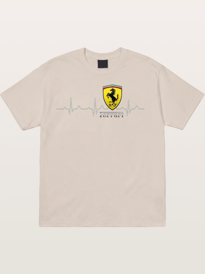 Ferrari Heartbeat ECG Line Design Cotton T-shirt