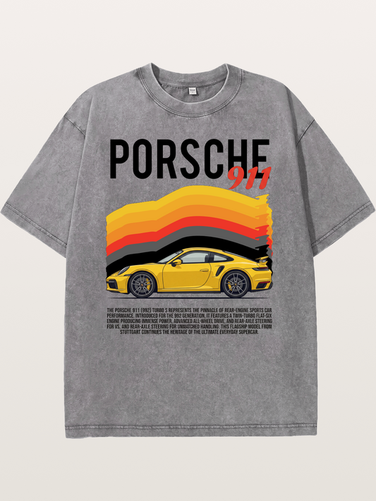 Yellow 911 Supercar Washed T-shirt