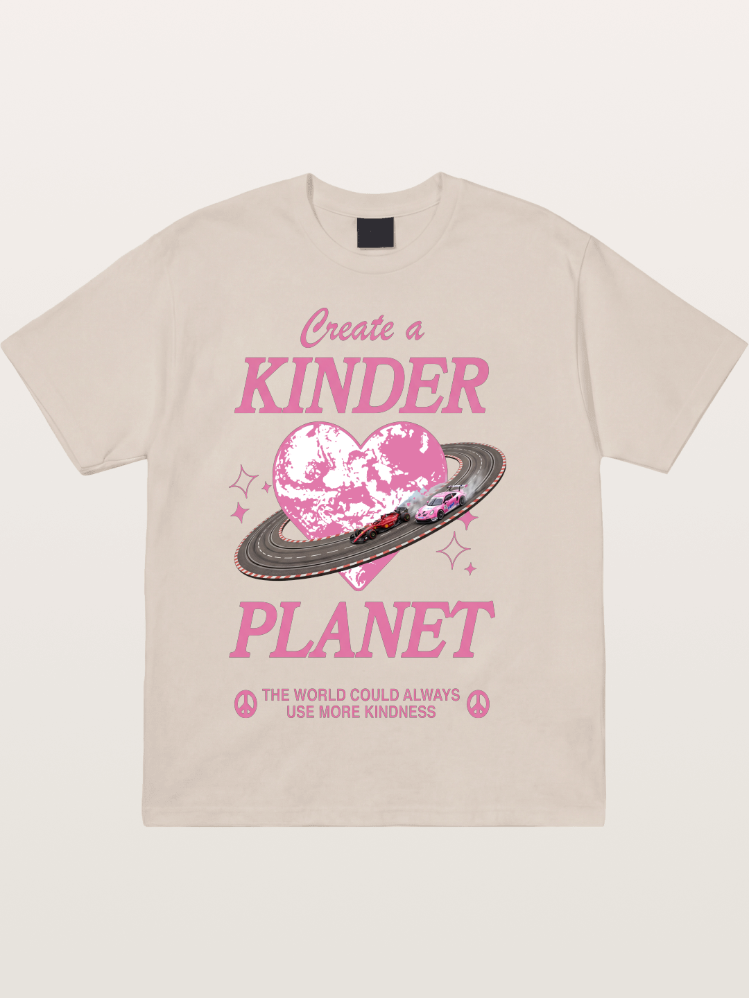 Pink Heart Earth Race Cotton T-shirt