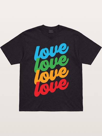 Love Is Love Stacked Rainbow Gildan T-shirt