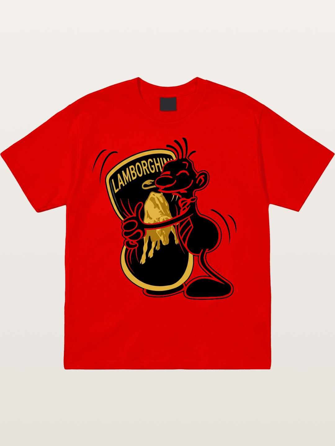 Cartoon Hugs Lamborghini Logo Cotton T-shirt