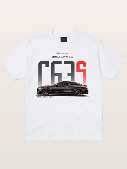 C63S AMG Black Mercedes Sports Car Cotton T-shirt