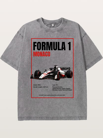 F1 Monaco LV Racing Car Poster Washed T-shirt