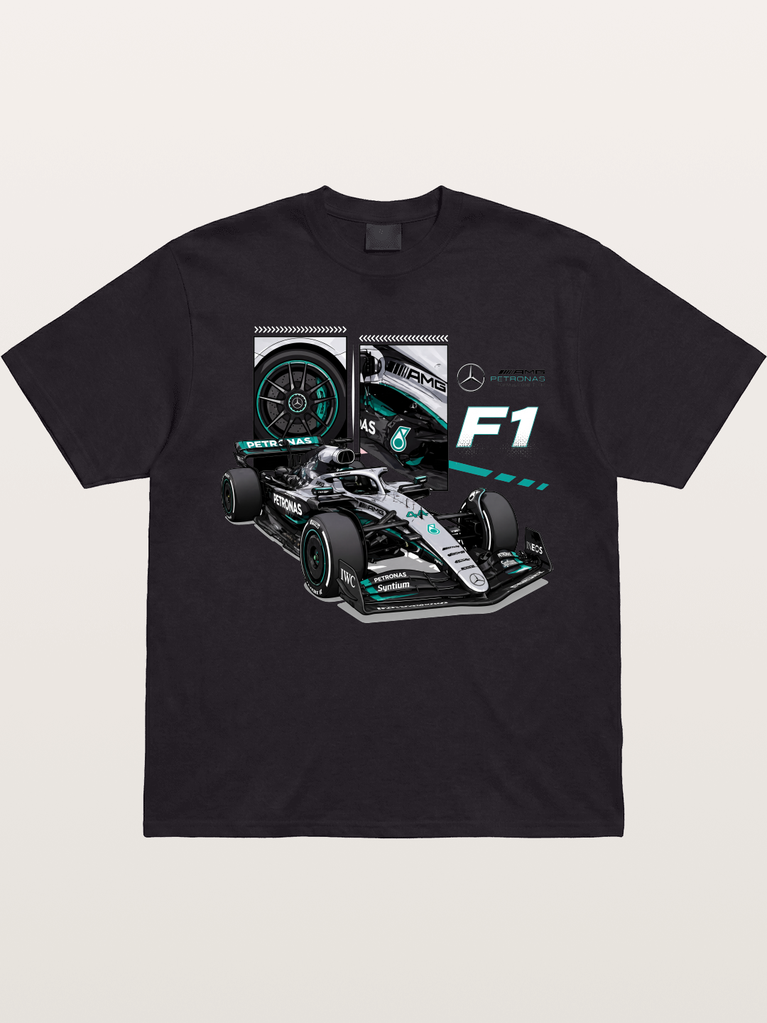 Mercedes Petronas F1 Collage Art Gildan T-shirt