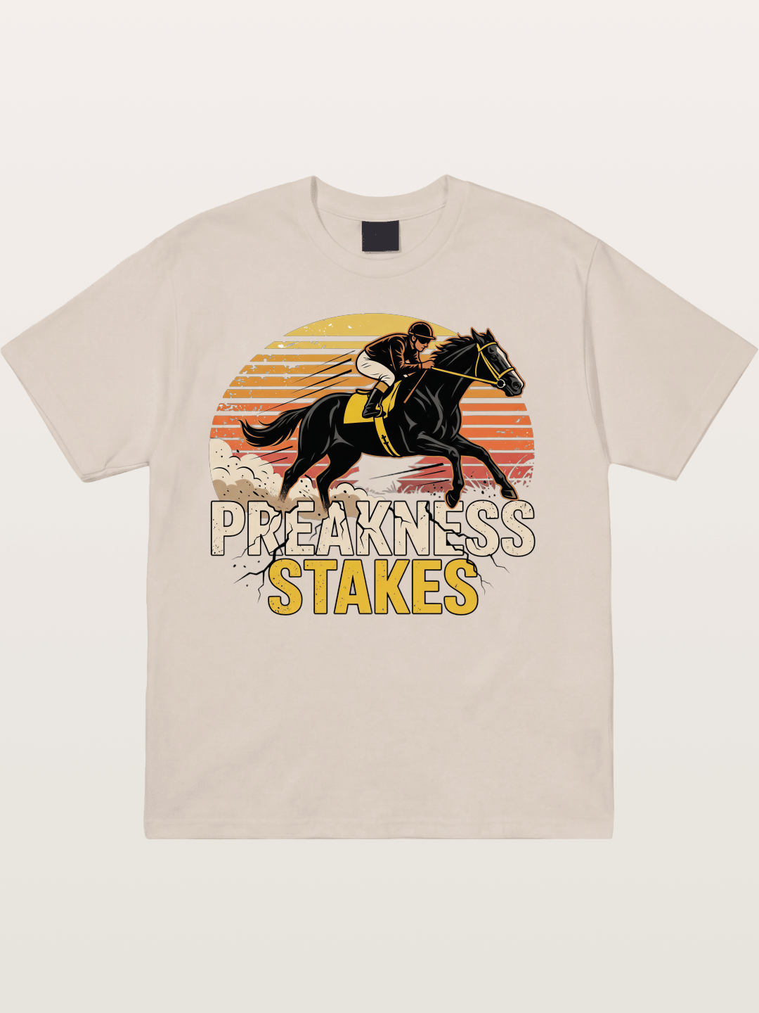 Preakness Stakes Retro Sunset Print Cotton T-shirt