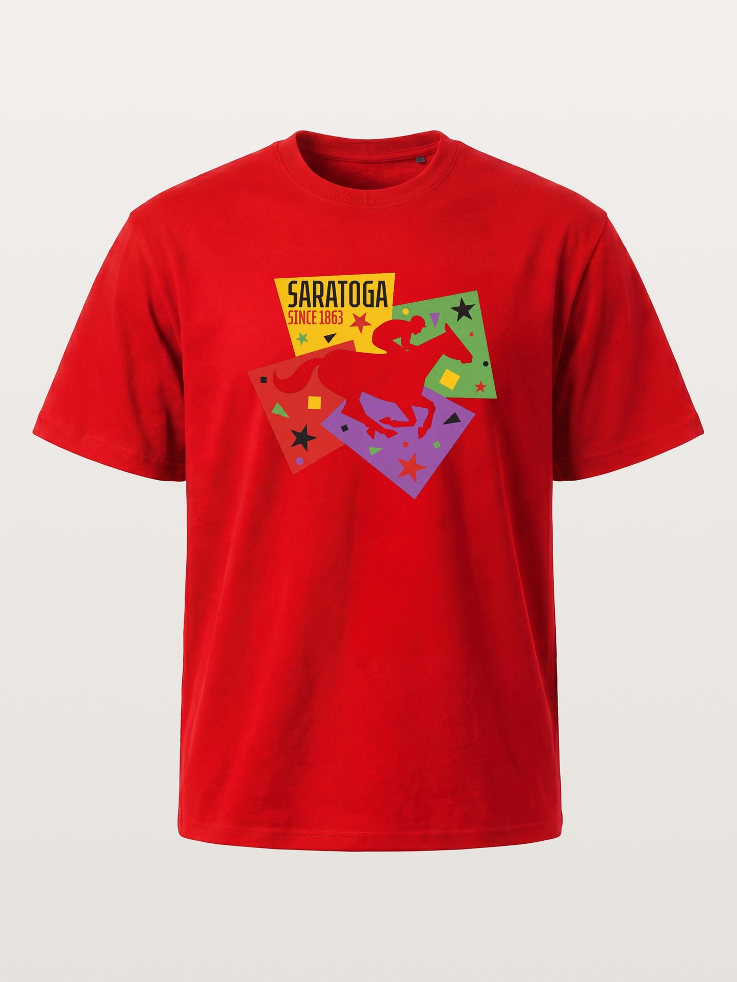 Saratoga Geometric Horse Rider Art Cotton T-shirt
