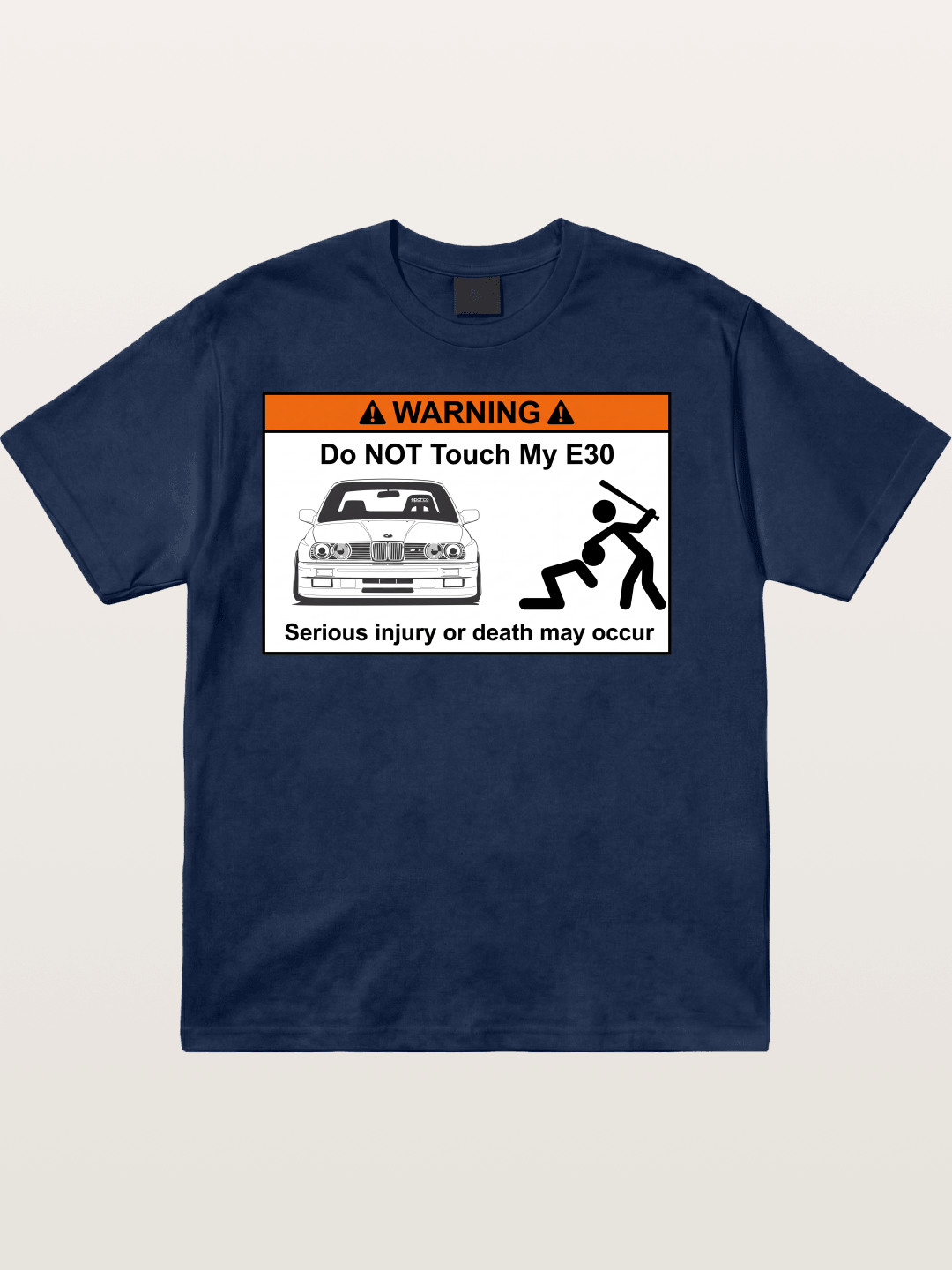 E30 Warning Sticker Print Cotton T-shirt