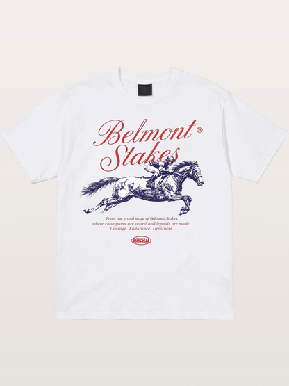 Belmont Stakes Vintage Script Print Cotton T-shirt