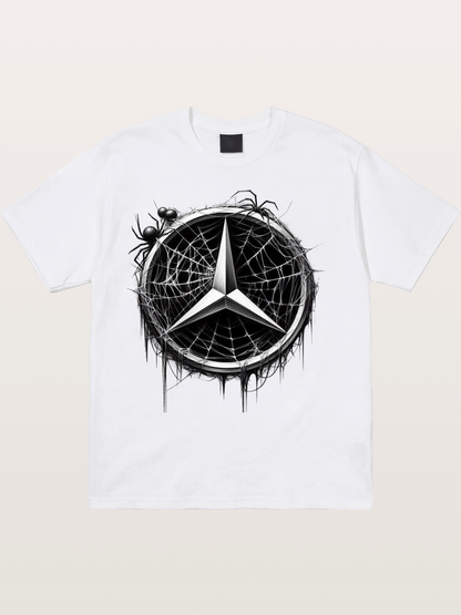 Mercedes Spider Web Logo Art Cotton T-shirt