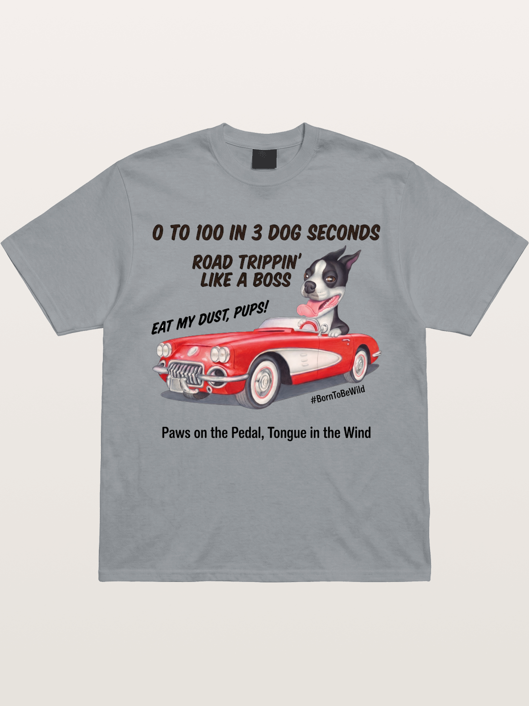 Dog Driving Corvette Road Trip Gildan T-shirt