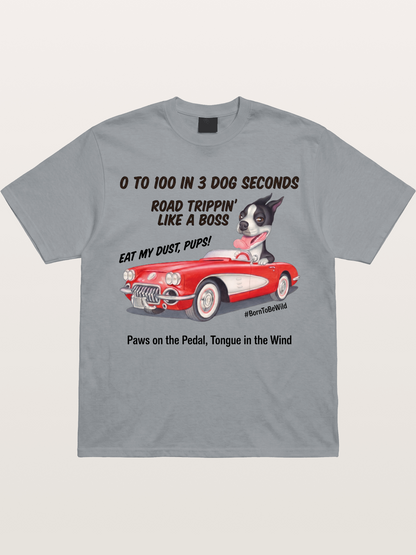 Dog Driving Corvette Road Trip Gildan T-shirt