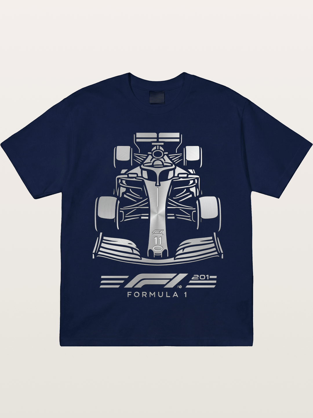 Silver F1 Car Line Art Print Gildan T-shirt