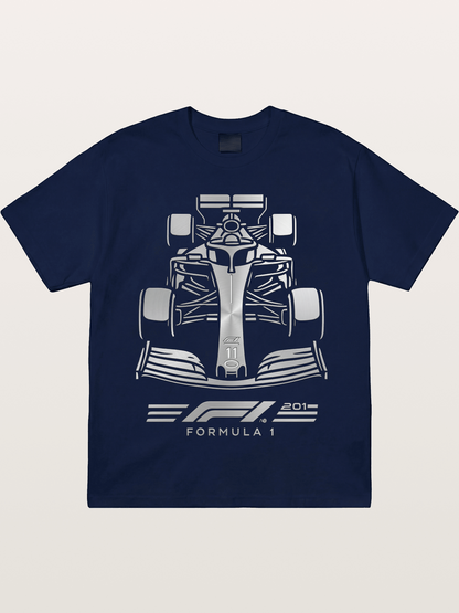 Silver F1 Car Line Art Print Gildan T-shirt