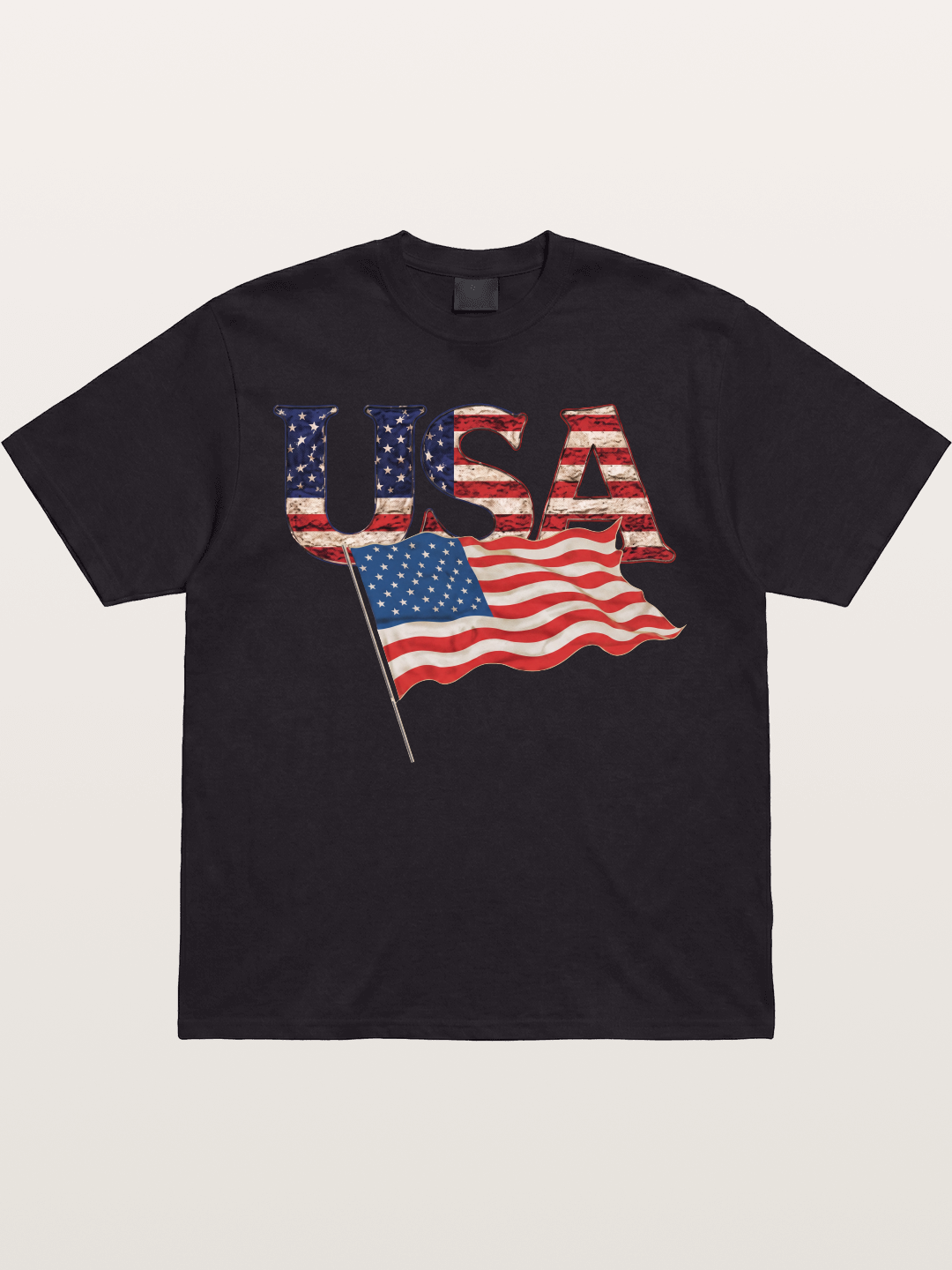 USA Letters American Flag Texture Gildan T-shirt