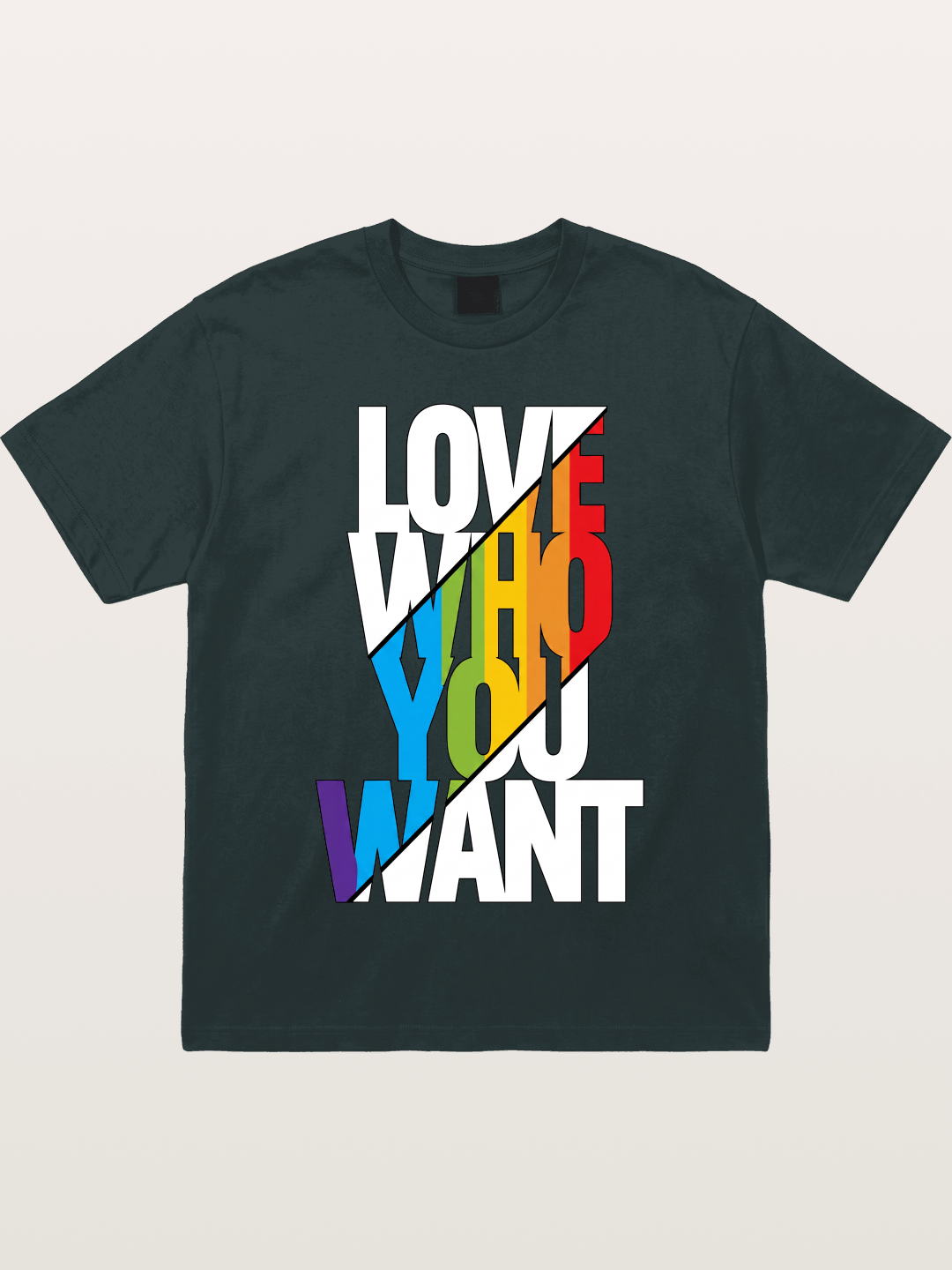 Love Who You Want Diagonal Print Gildan T-shirt