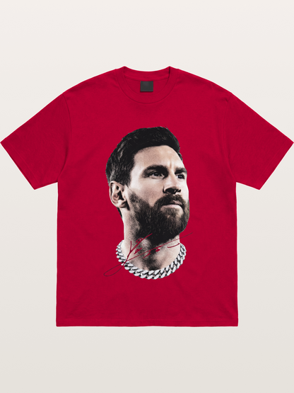 Messi Black White Signature Portrait Gildan T-shirt