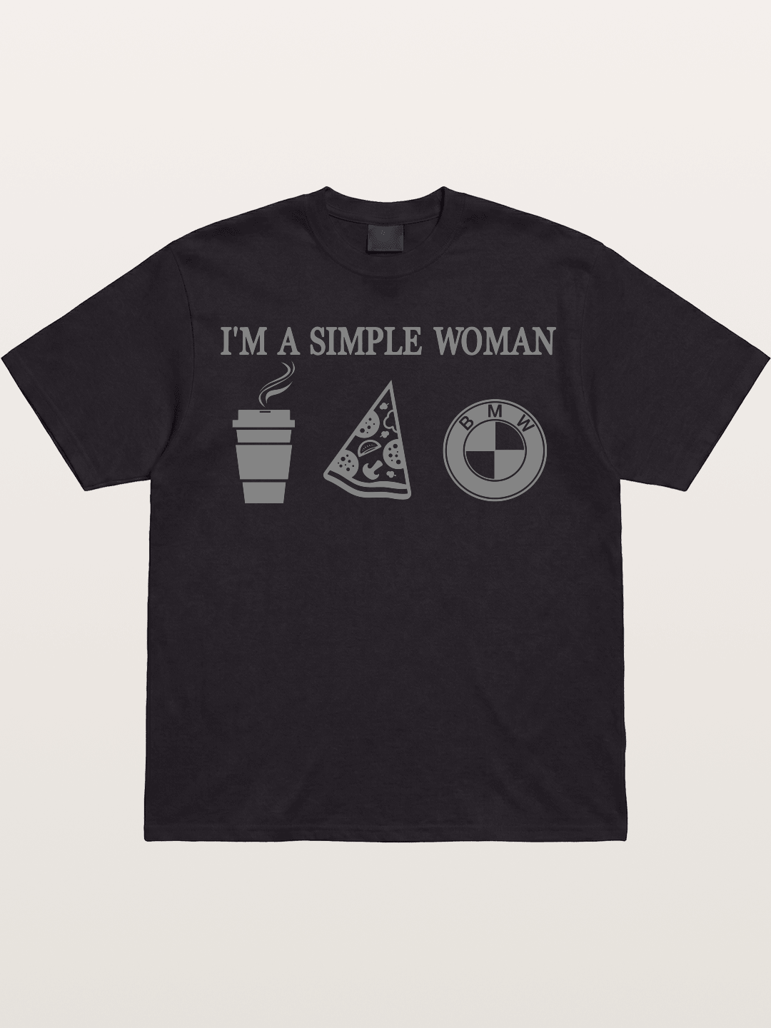 Simple Woman BMW Coffee Pizza Art Gildan T-shirt
