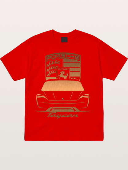 Porsche Taycan Copper Line Art Cotton T-shirt