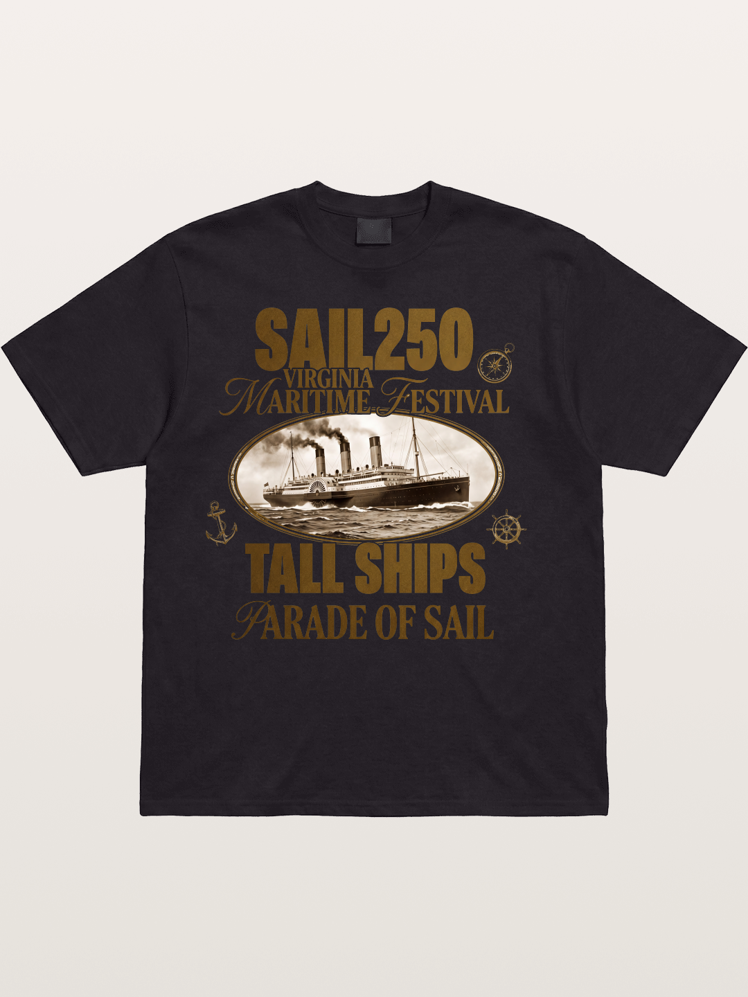 Vintage Sail Ship Maritime Print Cotton T-shirt