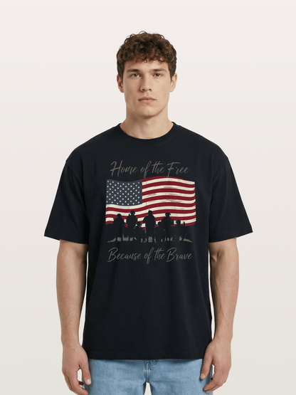 Home of the Free Because of the Brave Cotton T-shirt