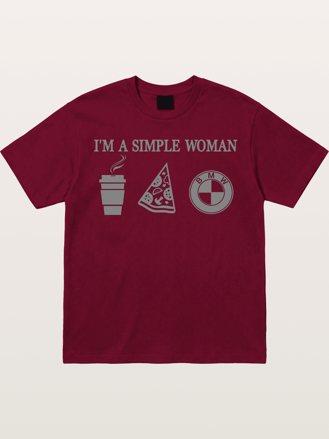 Simple Woman BMW Coffee Pizza Art Gildan T-shirt