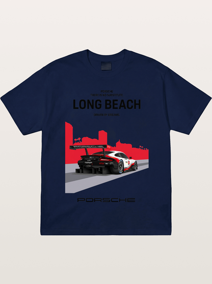 Long Beach Race Porsche Poster Gildan T-shirt