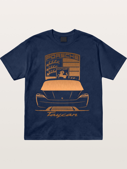 Porsche Taycan Copper Line Art Cotton T-shirt