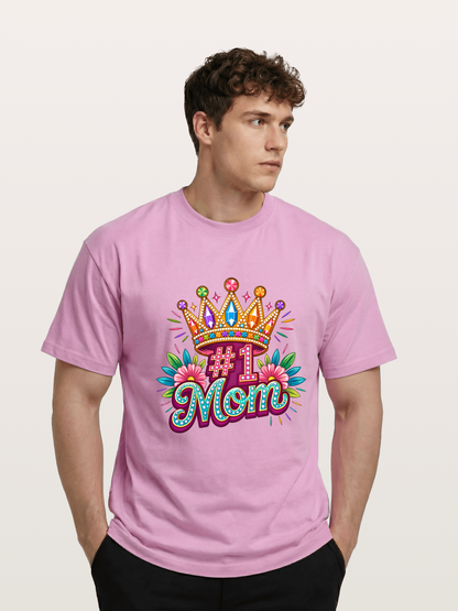 #1 Mom Crown Floral Graphic Gildan T-shirt