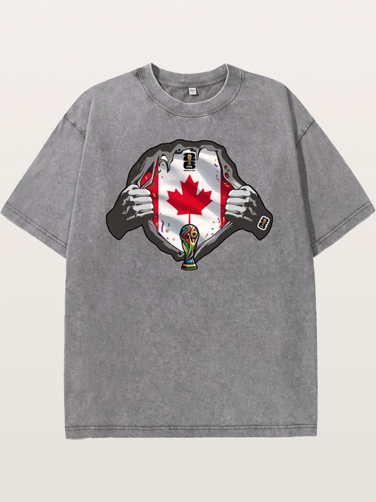Canada Flag World Cup Poster Washed T-shirt