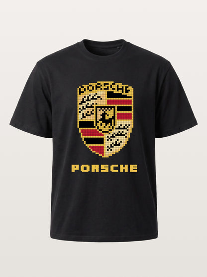 Pixel Mosaic Porsche Crest Emblem Gildan T-shirt