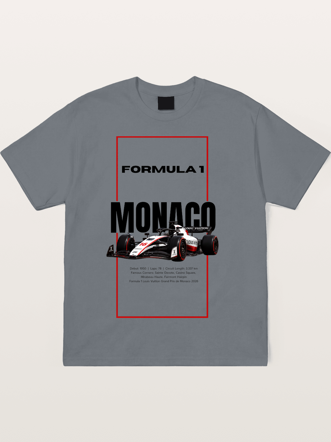 Monaco F1 Minimal Typography Cotton T-shirt