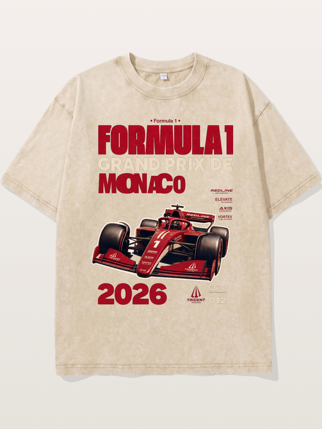Red Monaco F1 2026 Poster Washed T-shirt