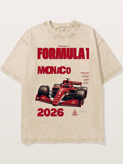 Red Monaco F1 2026 Poster Washed T-shirt