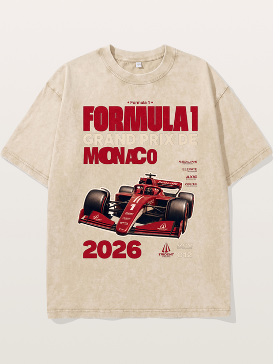 Red Monaco F1 2026 Poster Washed T-shirt