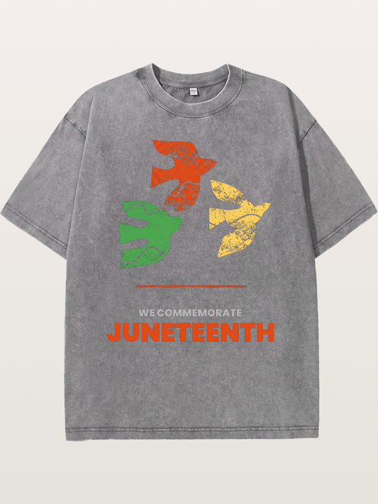 Juneteenth Peace Doves Commemoration Washed T-shirt