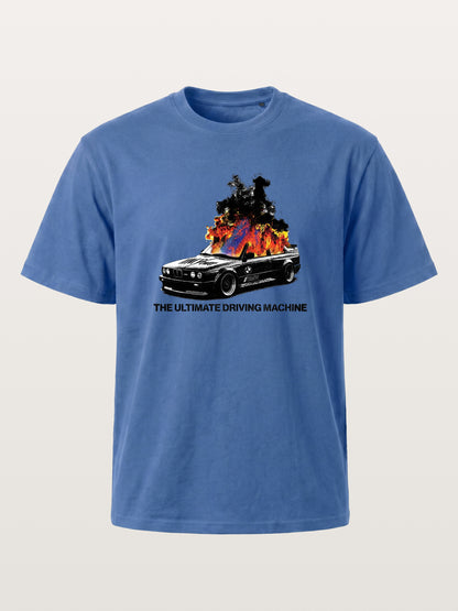 Burning BMW Retro Halftone Poster Gildan T-shirt