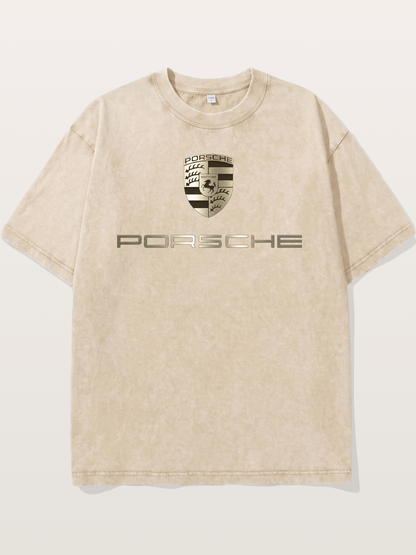 Metallic Porsche Shield Logo Washed T-shirt