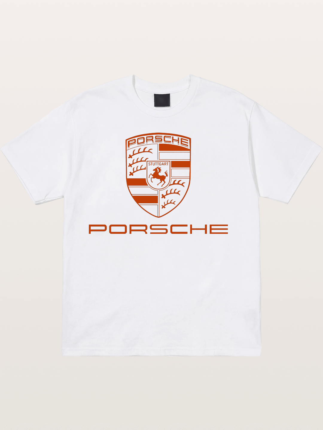 Porsche Crest Orange White Logo Cotton T-shirt