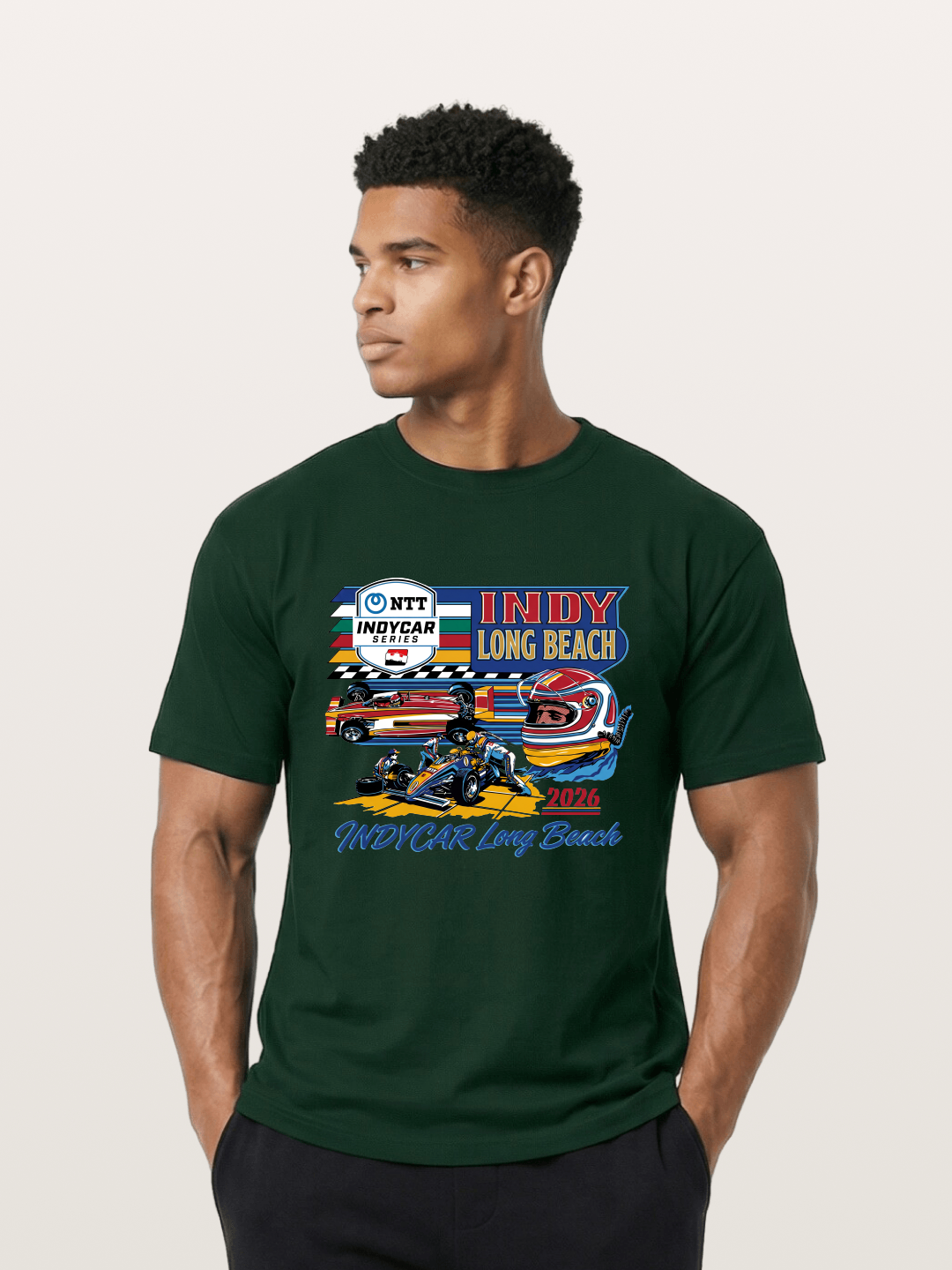 IndyCar Long Beach Vintage Art Gildan T-shirt