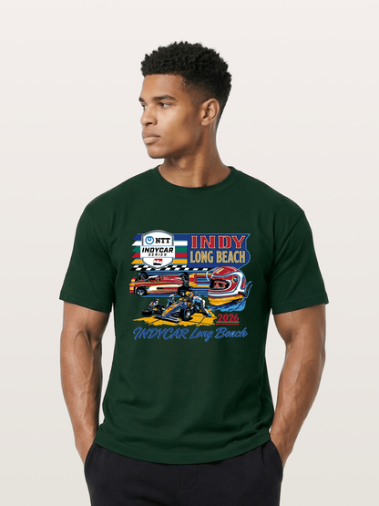 IndyCar Long Beach Vintage Art Gildan T-shirt