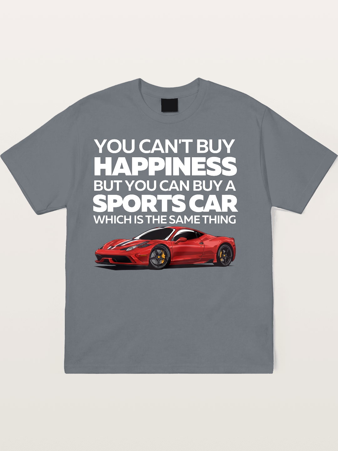 Sports Car Happiness Quote Red Ferrari Cotton T-shirt