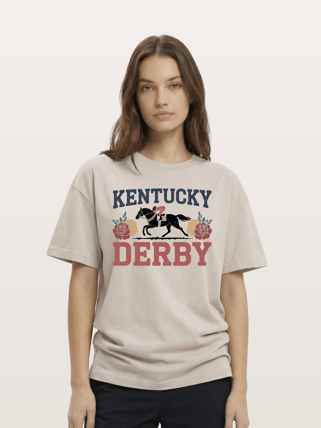 Kentucky Derby Rose Horse Poster Cotton T-shirt