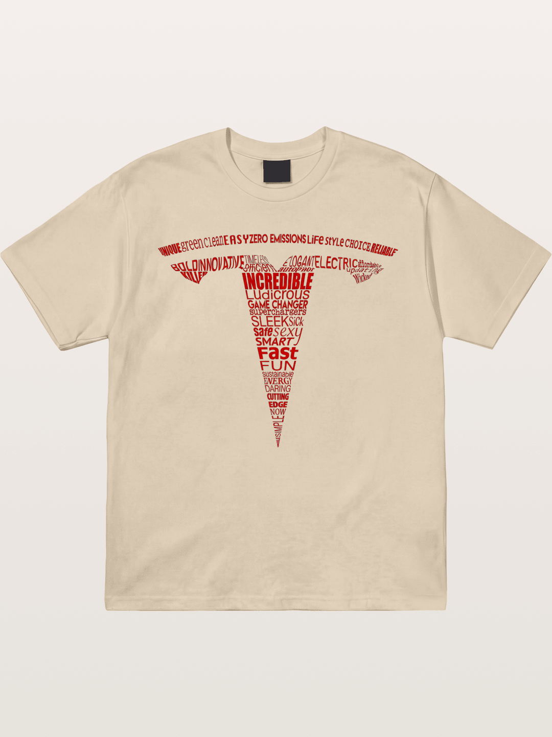 Tesla Word Cloud Heart Print Gildan T-shirt