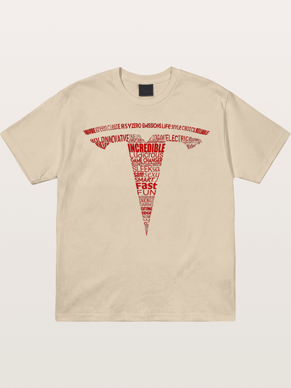 Tesla Word Cloud Heart Print Gildan T-shirt