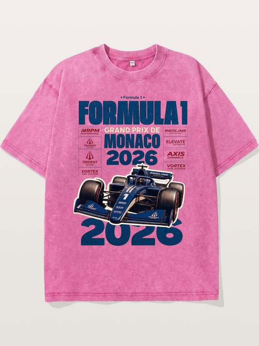 Deep Blue Monaco F1 2026 Card Washed T-shirt